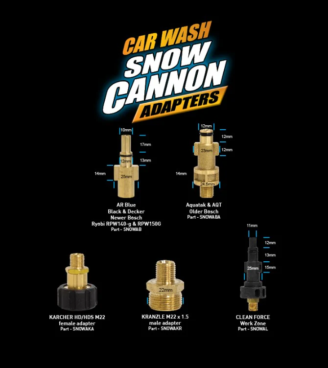 Meguiars Snow Foaming Cannon Adapters Range - Each - SNOWAKR